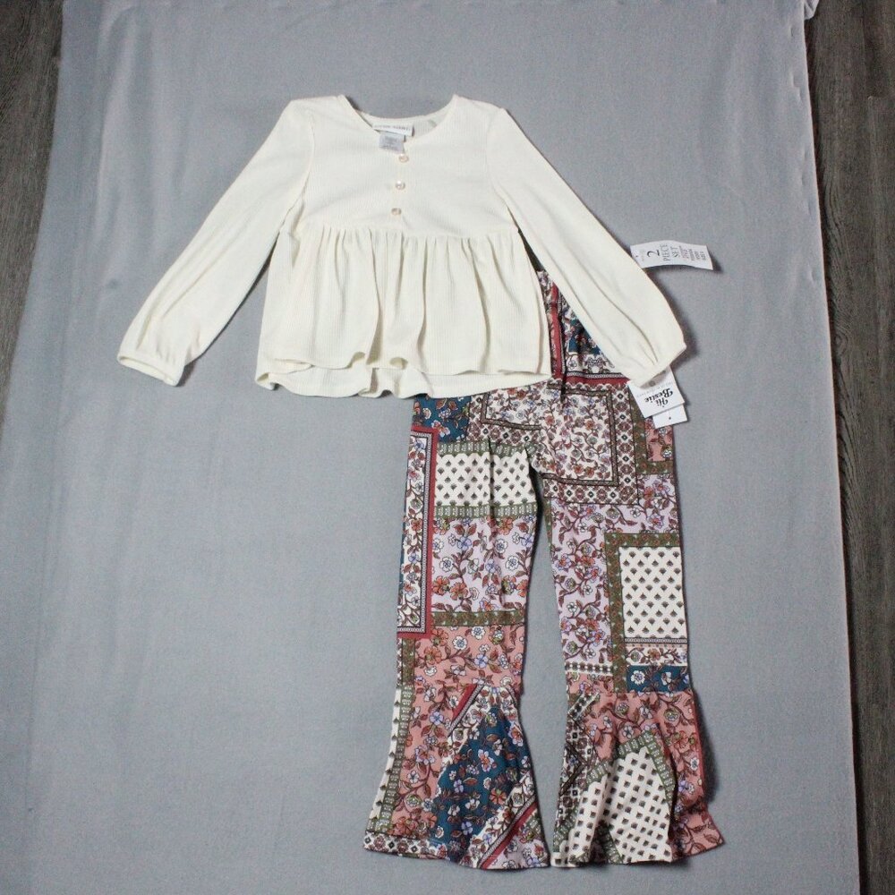 Tween Diva Babydoll Top & Flared Patchwork Pants Set NWT Size 5